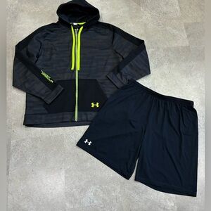 Men’s UNDER ARMOUR Hoodie Sweatshirt & Athletic Shorts, sz 2XL